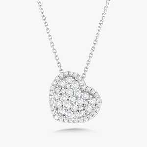 Heart Shape Lab Diamond Necklace 14k <b>Solid</b> <b>Gold</b> Pave Set 18 Inch CVD HPHT Diamond Fine Chain Layering <b>Pendant</b> Minimalist Jewelry - Product Image 5