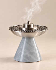 Quemador de incienso de resina de lujo con cono, cuenco árabe de acero inoxidable y soporte moderno para incienso Oud - Product Image 1