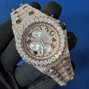 Reloj Black Ocean Jewels de Alta Calidad con Diamantes Moissanite, Acero Inoxidable, Estilo Hip-Hop, Movimiento de Cuarzo, Resistente al Agua 3BAR - Product Image 1