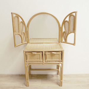 Flower design rattan dresser desk hand-crafted kid make up <b>tables</b> solid wood <b>dressing</b> <b>table</b> - Product Image 1