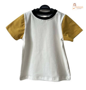 T-shirt en coton 100% à manches courtes pour enfants, garçons, filles, tout-petits, uni, décontracté, tricoté - Product Image 1