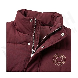 Hooded Quilted Waterproof <b>Bubble</b> Jacket Black Full Sleeve Winter Windproof Cotton Shell Knitted Fabric Polyester Filling Stand - Product Image 4