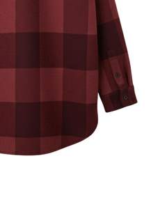 Custom Men Plaid <b>Flannel</b> <b>Overshirt</b> Maroon Burgundy Long Sleeve Button Up Casual Checkered Shirt Jacket Warm Winter Wholesale - Product Image 5