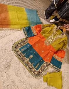 2022 luxe pakistanais indien Designer Collection de mariage Salwar Kameez lourd en mousseline de soie brodé costume pour les mariages d'été - Product Image 2