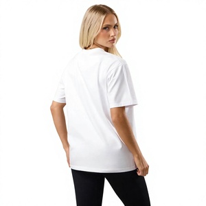 T-shirt court blanc à col rond et manches courtes pour femme, coupe ajustée, décontracté, en jersey, pour le printemps et l'été - Product Image 3