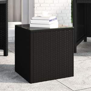 15.7 nero "x 14.6" x 15.9 "Poly Rattan e vetro temperato modello di tavolino da esterno D0100H7WCIJ - Product Image 1