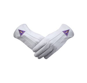 Guantes de Cuero Genuino al por Mayor con Parche Morado y Logotipo Personalizado Disponible - Product Image 1