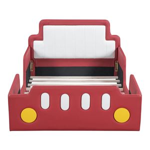 Letto a piattaforma a forma di auto da corsa rosso, singolo, con ruote, per bambini - Product Image 3
