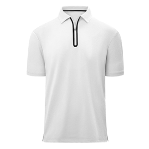 Camiseta polo blanca de punto de alta calidad para hombre, transpirable, de manga corta, informal, personalizable. - Product Image 1