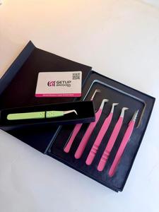 ชุดแหนบต่อขนตา GETUP BROSONS IMPEX 90/Boot Isolation Precision สแตนเลสสตีลป้องกันไฟฟ้าสถิตย์ ปลายเรียบ 10 มม. สีชมพู พร้อมกล่องโลโก้ - Product Image 2