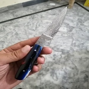 Couteau de chasse à lame fixe en acier Damas fait main sur mesure Trend Blades, pointe clip, manche en bois, étui en cuir - Tailles personnalisées - Product Image 5