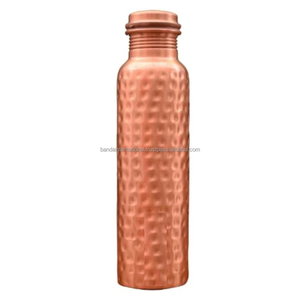 Bouteille à boire en cuivre de qualité supérieure, finition martelée et polie, pour la consommation et la cuisine, bouteille en cuivre anti-fuite - Product Image 6