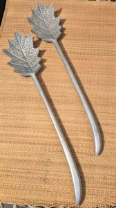 Leaf Design Silver Long Handle <b>Salad</b> <b>Server</b> in Affordable Price From India - Product Image 3