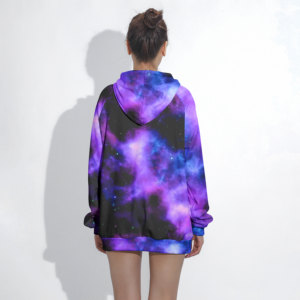 <b>Women's</b> Galaxy Printed Hooded <b>Sweatshirt</b> Long Sleeve Pullover With Pockets Breathable Knitted Short Length Autumn Wear - Product Image 3