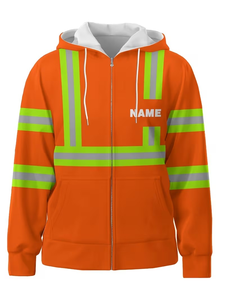 Sudadera con capucha informal para hombre 2026, con bloques de color, media cremallera, mangas raglán, bordado en contraste amarillo/verde, corte holgado, 100% algodón, lavable a máquina. - Product Image 3