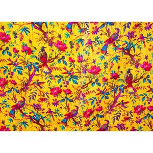 Couverture Kantha imprimée Yellow Bird, en coton léger, pour la maison, couvre-lit décoratif pour usage domestique - Product Image 2