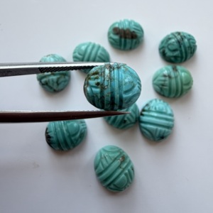TFH natural Blue-<b>green</b> Turquoise carving pcs for <b>jewellery</b> making 12x10 shape oval CAN DO MULTI SIZE - Product Image 1