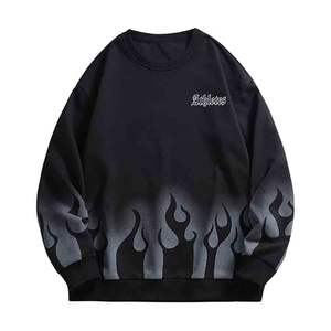 Sweat-shirt d'hiver pour homme en coton 100% uni avec broderie de dragon et lettres, manches longues, col rond, pull décontracté - Product Image 1