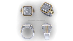 Men's 925 Silver Rhodium Plated Custom Moissanite Pave Setting Geometric <b>Cocktail</b> <b>Ring</b> Birthday Wedding Anniversary Band Iced - Product Image 2