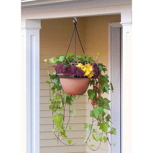 Pot de fleurs suspendu en terre cuite rustique avec support métallique pour la décoration de plantes vertes en extérieur - Product Image 3
