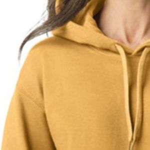 Sudadera con Capucha para Mujer Mustard, Manga Larga, Forro Polar, Bolsillo Canguro, Casual, Logotipo Personalizado, Venta al por Mayor, Fabricante de Sudaderas con Capucha - Product Image 3