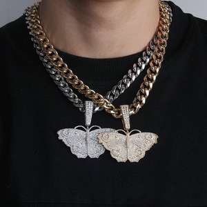 Collar con Colgante de Mariposa con Circonitas, Chapado en Oro, Cadena de Eslabones, Joyería Hip Hop, Regalo, Colgantes de Moda Hip Hop, Joyería 18K - Product Image 5