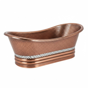 Bañera de cobre antiguo martillado a mano con pedestal, bañera ovalada de metal de lujo para baño, excelente precio. - Product Image 3