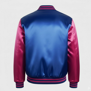 Blouson Bomber Varsity en Satin Rouge Personnalisé avec Logo, pour Homme, Décontracté, avec Impression Frontale, Vêtement d'Hiver Respirant et Écologique 100% Polyester - Product Image 2