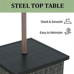 Mixed Gray <b>Square</b> Outdoor <b>Side</b> <b>Table</b> <b>Square</b> Coffee <b>Table</b> Patio Umbrellas & Bases - Product Image 3