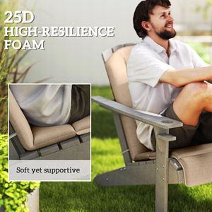 Ensemble de 4 coussins de chaise Adirondack beige à dossier haut avec attaches, mousse haute densité pour usage extérieur - Product Image 4