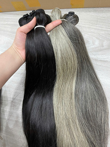 Extensions de cheveux humains gris argenté de luxe – Densité maximale – Réutilisables - Product Image 5