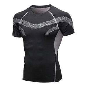Camiseta Deportiva de Compresión Unisex, Impresión Serigráfica, Poliéster/Algodón, Secado Rápido, Antibacteriana, Transpirable, Manga Corta - Product Image 1