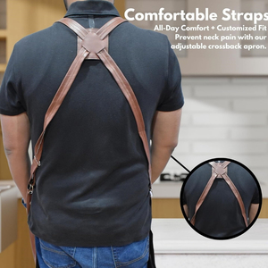 Delantal de Barbero Unisex de Cuero PU sin Mangas, Reutilizable, Clásico, con Bolsillo Grande, Delantal de Trabajo - Product Image 5