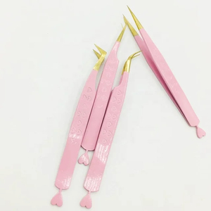 Pince à épiler rose en acier inoxydable, pointe de précision, surface lisse, outil de beauté pour extensions de cils et mise en forme des sourcils - Product Image 1
