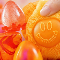 Lot de 6 jouets squishy anti-stress à remontée lente : œuf, balle orange, cube marbré, cône, balle, sucette glacée, crème glacée, smiley