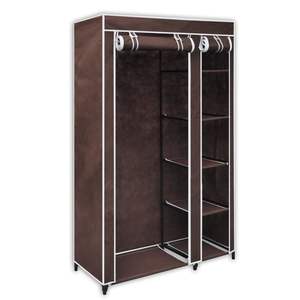 Armoire portable de taille moyenne en tissu polypropylène marron avec tubes en acier, design pliable - Product Image 1