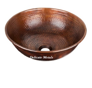 Lavabo de Cobre Delicado y Duradero DS-132 con Acabado Cobre Antiguo, Redondo de 40CM para Baños de Lujo - Product Image 3