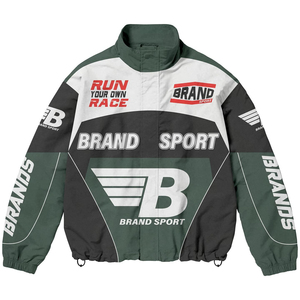 Wholesale Retro Motorsport Tracksuit Outfit Unisex Patchwork Sports <b>Jacket</b> and Elastic Waist Trousers - Product Image 4