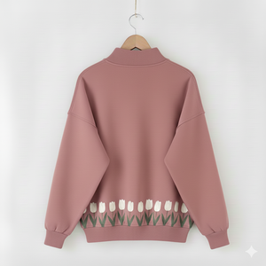 Sweat-shirt imprimé à col montant pour femme, 100% coton, OEM ODM disponible, best-seller, streetwear décontracté de haute qualité - Product Image 1