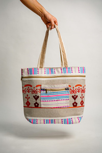 Cotton Embroidered Tote <b>Bag</b> <b>Boho</b> Travel Handbag Wholesale Bulk Custom Logo OEM ODM Available Shopping <b>Bag</b> - Product Image 3