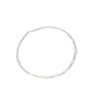 Collier de perles d'eau douce haut de gamme pour femmes, luxe léger et de niche, avec une touche argentée délavée et quelques fils d'argent cassé - Product Image 5