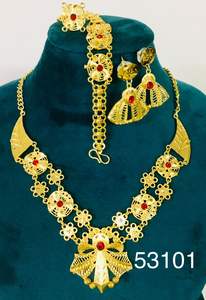 Ensemble collier et boucles d'oreilles pendantes élégants en zircon plaqué or, motif feuille tendance pour femme, avec chaîne corde de 16 pouces 53099 - Product Image 3