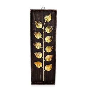 Metal Paan <b>Leaf</b> <b>Wall</b> Hanging Iron Decorative <b>Wall</b> Art with Black Box Frame Home <b>Decor</b> for Living Room Bedroom Hallway Office - Product Image 1