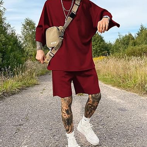 Conjunto de 2 Piezas de Algodón para Hombre, Fabricante de Camisetas y Pantalones Cortos Cargo, Casual, Verano, OEM, ODM, Suministro al por Mayor - Product Image 4