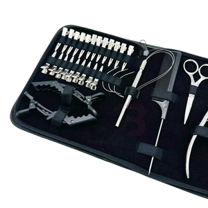 Pince à extensions capillaires à bec effilé plaquée blanc de haute qualité en acier inoxydable, outil de serrage pour anneaux et perles - Product Image 4