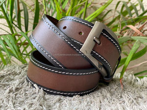 Nuevo cinturón de cuero con hebilla para hombre, cinturón informal Formal impecable de alta calidad, cinturón marrón de cuero genuino para hombre con hebilla ajustable - Product Image 4