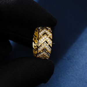 แหวนเพชรโมอิสทรงกลมตัดสไตล์วินเทจสีทอง S925ออกแบบหัวลูกศรส่วนตัวสำหรับงานแต่งงานงานตามสั่ง - Product Image 3