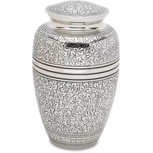 Urnes funéraires en métal noir avec un motif de papillon argenté gravé à la main, couvercle fileté, fournitures funéraires pour cendres humaines adultes. - Product Image 3