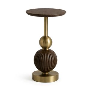 Indian Direct Supplier Stylish <b>Round</b> Wooden <b>Side</b> <b>Table</b> with Brass Accents Contemporary Design for Living Room Home Furniture - Product Image 4