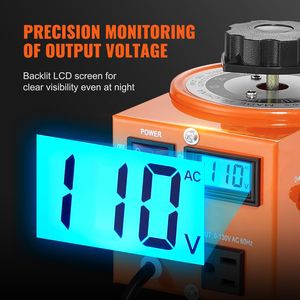 Trasformatore di Tensione Variabile Automatico 500VA, 3.84 Amp, Ingresso 110V, Uscita 0-130V, Regolatore di Tensione AC con Display LCD, 4 Fusibili Extra - Product Image 6
